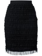 Givenchy Ruffle Embellished Pencil Skirt, Women's, Size: 38, Black, Polyamide/polyester/spandex/elastane