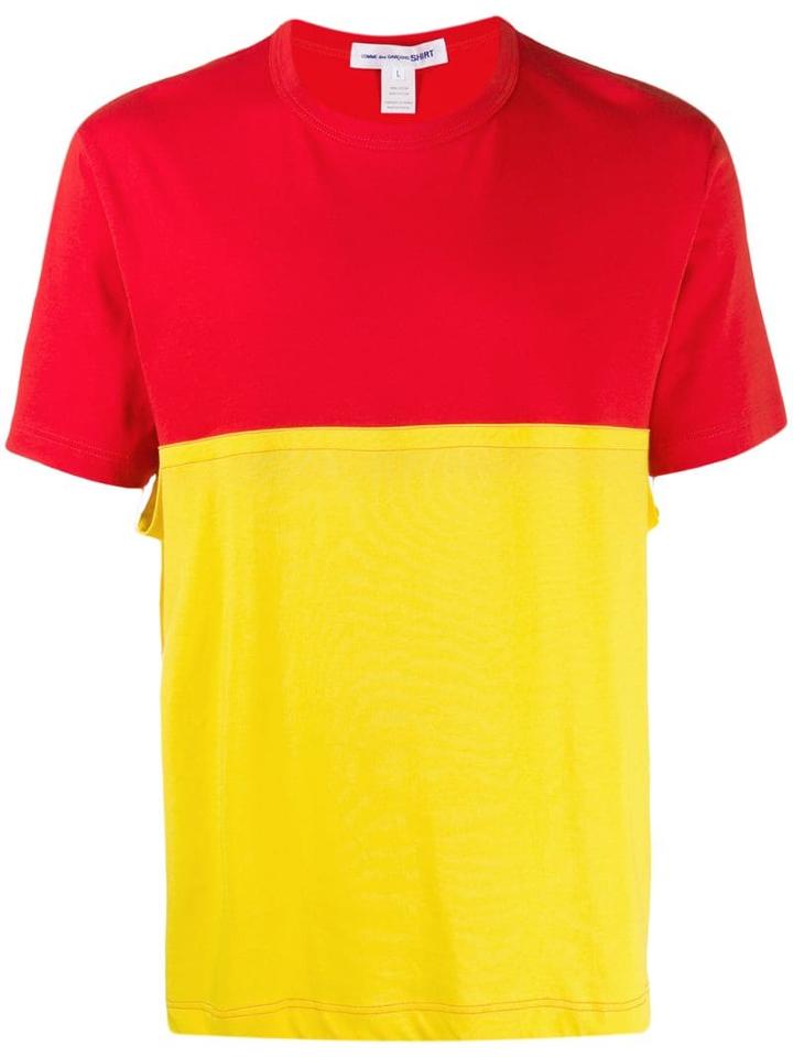 Comme Des Garçons Colour Block T-shirt - Red