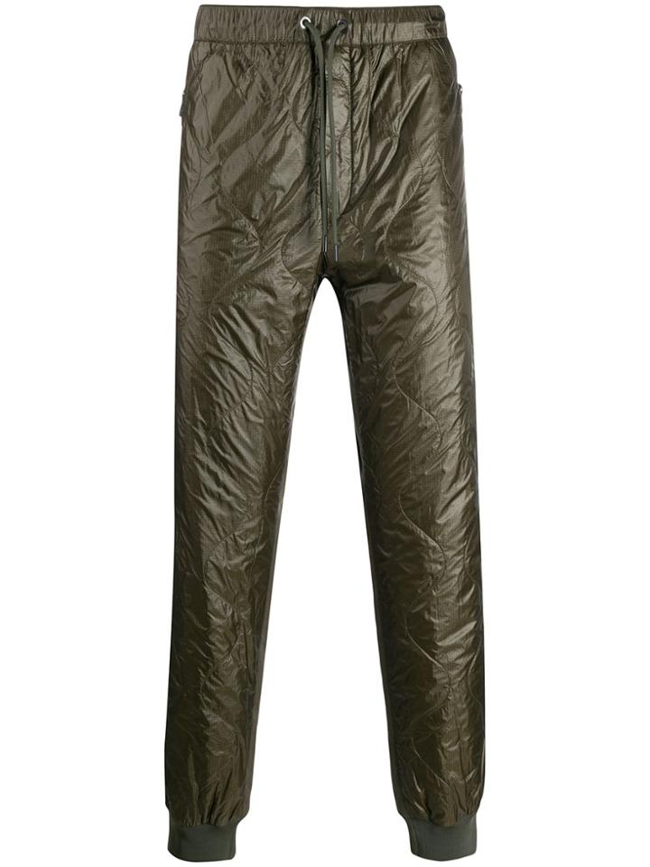Moncler Crinkle-effect Drawstring Tapered Trousers - Green