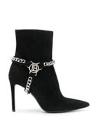 Balmain Chain Embellished Ankle Boots - Black