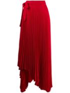 A.w.a.k.e. Mode Doric Asymmetric Pleated Skirt - Red