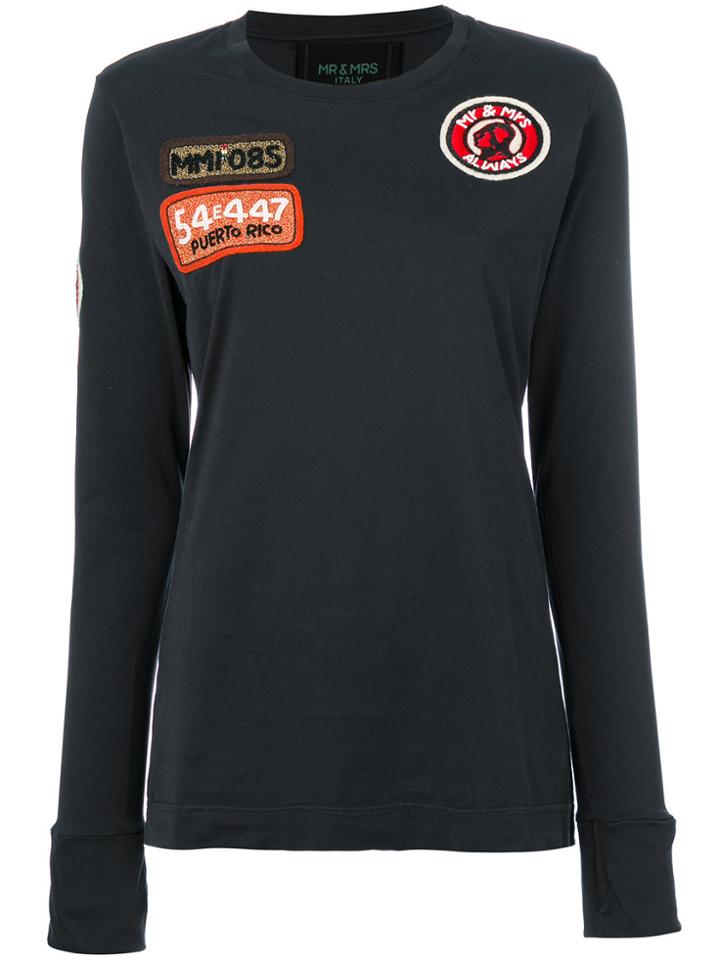 Mr & Mrs Italy Embellished Patch Longsleeved T-shirt - Brown