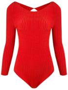 Andrea Bogosian Ribbed Bodysuit, Women's, Size: Medium, Red, Polyamide/viscose