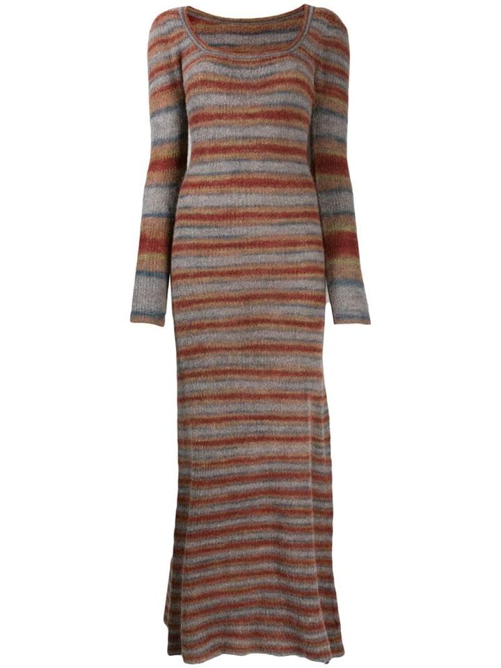 Jacquemus Knitted Striped Dress - Red