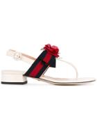 Gucci Floral Web Andals - White