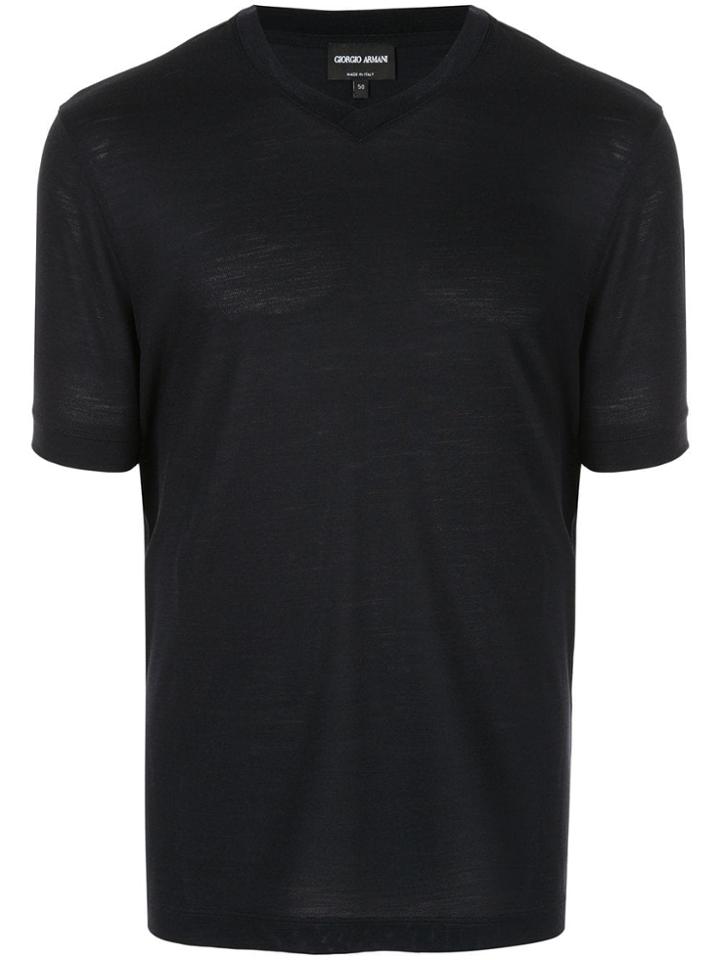 Giorgio Armani V-neck T-shirt - Black