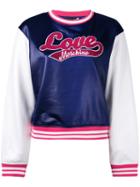 Love Moschino Logo Patch Sweatshirt, Women's, Size: 40, Blue, Cotton/polyester/nylon/spandex/elastane
