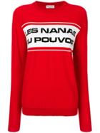 Sonia Rykiel Contrast Slogan Sweater - Red