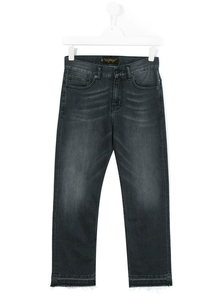 Finger In The Nose - Teen Frayed Hem Jeans - Kids - Cotton/polyester/spandex/elastane - 16 Yrs, Grey