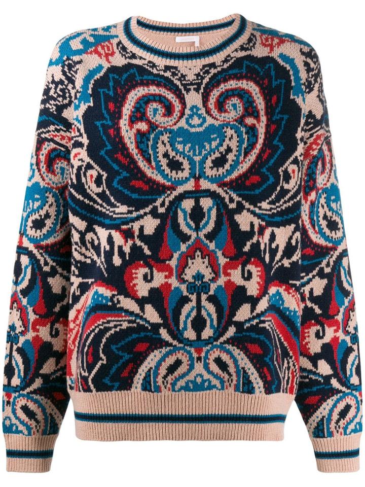 See By Chloé Oversized Patterned Jumper - Blue