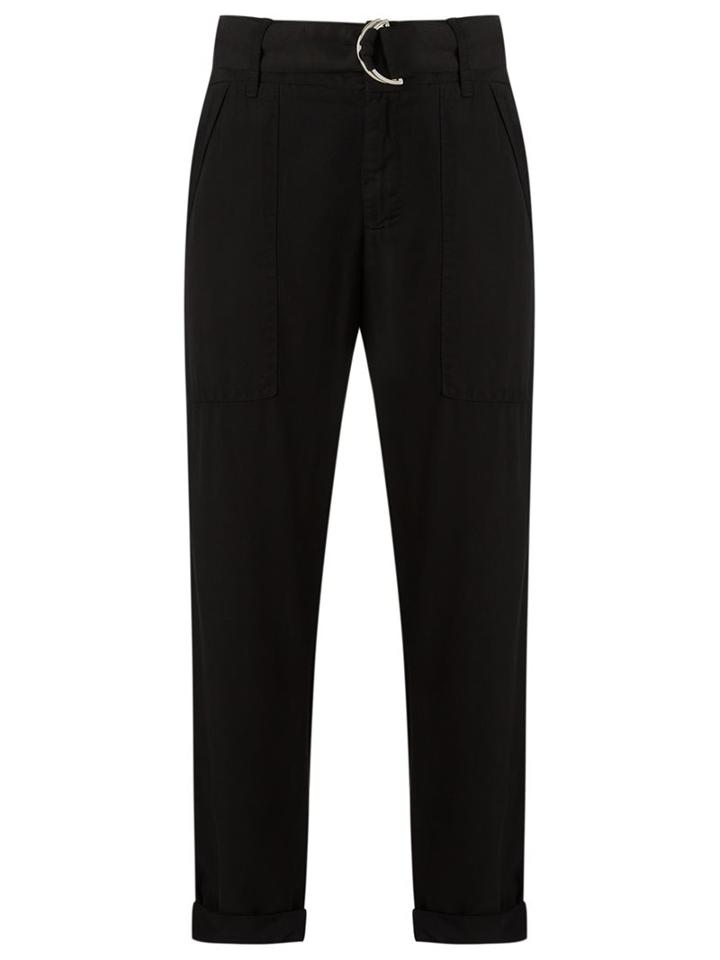 Egrey Cropped Trousers, Women's, Size: 38, Black, Lyocell