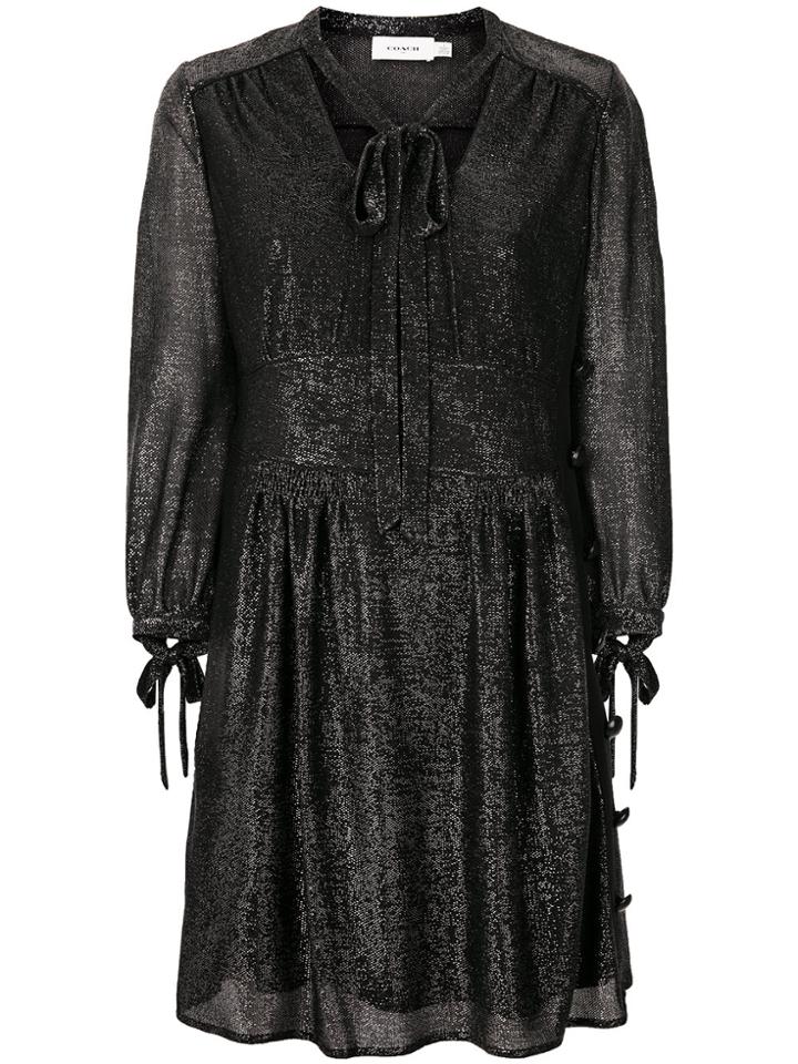 Coach Tie-neck Metallic Dress - Black