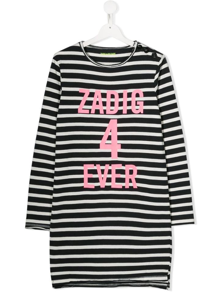 Zadig & Voltaire Kids Teen Striped Shift Dress - Blue