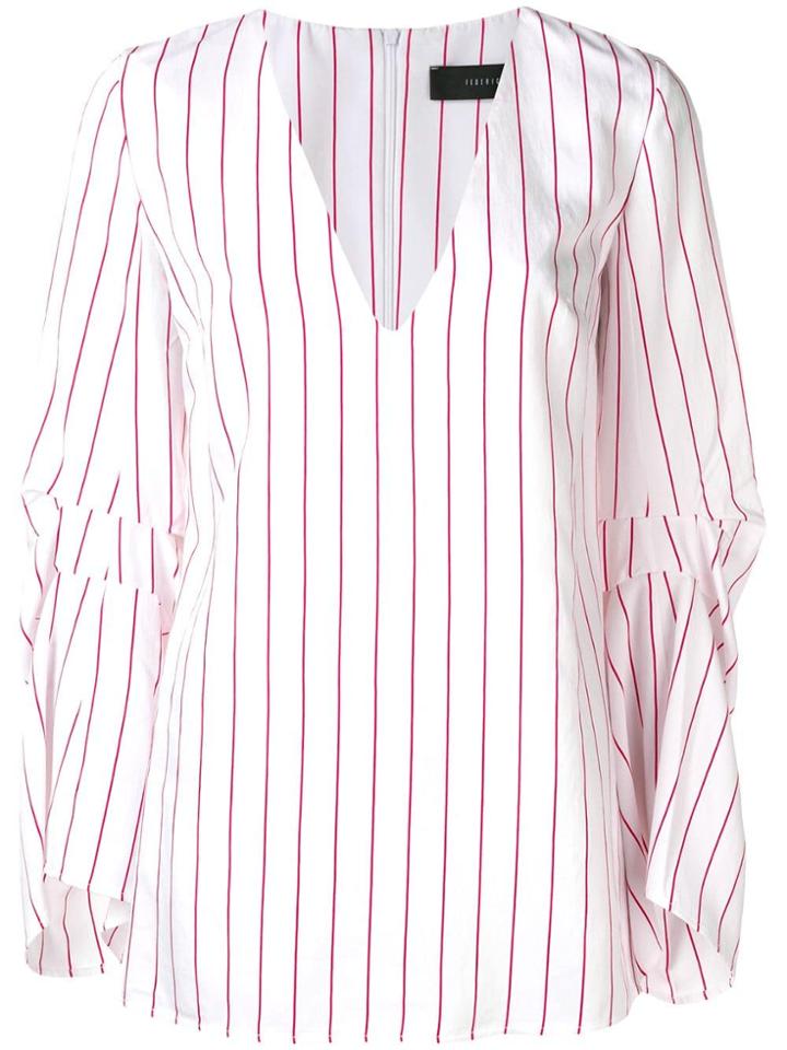 Federica Tosi Pinstripe Gathered Sleeve Shirt - White