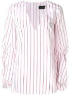 Federica Tosi Pinstripe Gathered Sleeve Shirt - White
