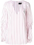 Federica Tosi Pinstripe Gathered Sleeve Shirt - White