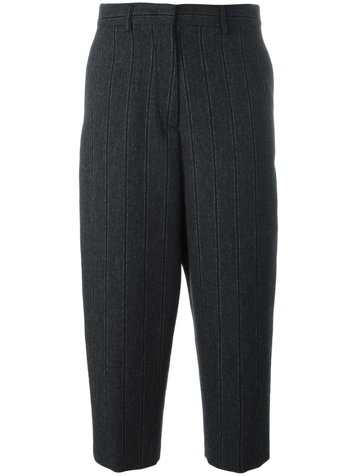 Alberto Biani Striped Cropped Trousers, Women's, Size: 38, Grey, Virgin Wool/viscose/cashmere