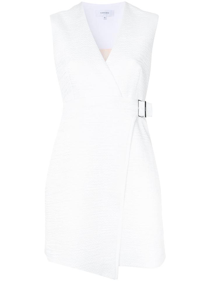 Carven - Wrapped Flared Dress - Women - Polyester - 36, White, Polyester