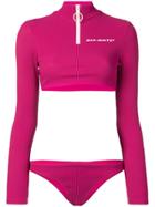 Off-white Long-sleeve Bikini - Pink