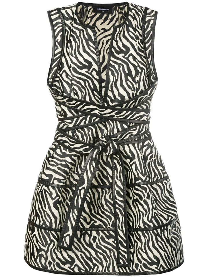 Dsquared2 Animal Print Plunge Dress - Black