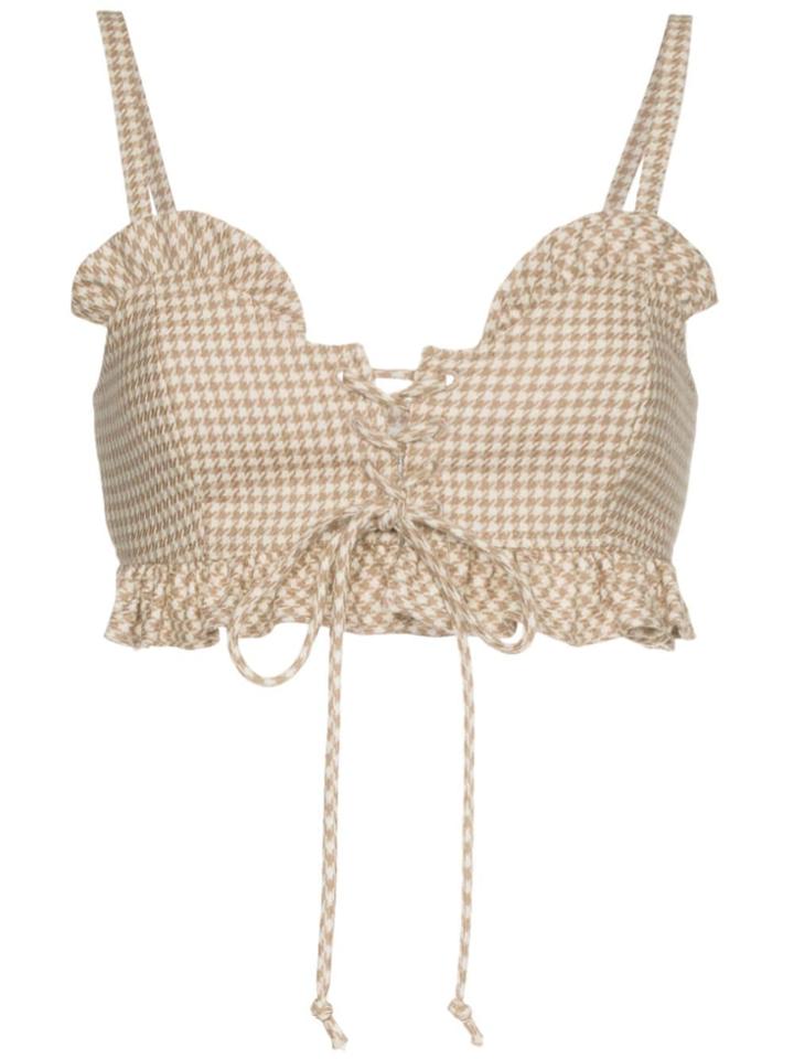 Maryam Nassir Zadeh Sunlight Lace Up Wool Top - Nude & Neutrals