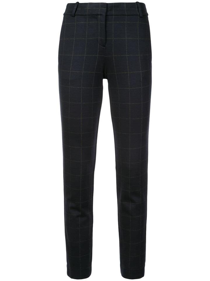 Theory Checked Tapered Tailored Trousers - Black