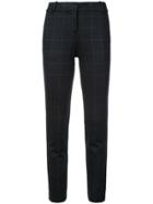 Theory Checked Tapered Tailored Trousers - Black