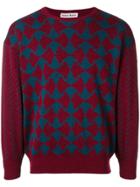 Giorgio Armani Vintage 1980's Geometric Pattern Jumper - Red