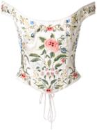 Eavis & Brown - Off Shoulder Embroidered Corset - Women - Silk - S, Women's, White, Silk