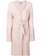 M Missoni - Wrapped Long Cardigan - Women - Cotton/polyamide - 44, Pink/purple, Cotton/polyamide