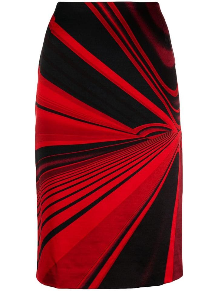 Versace Pre-owned 1990's Abstract Vector Printed Skirt - Red