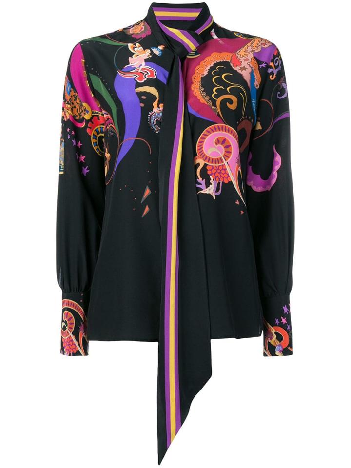 Etro Pussy Bow Printed Shirt - Black