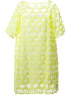 Tsumori Chisato Sheer Embroidered Dolphin Dress, Women's, Size: 3, Yellow/orange, Nylon/cotton