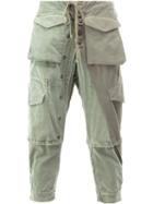 Greg Lauren Cargo Cropped Trousers, Men's, Size: 3, Green, Cotton