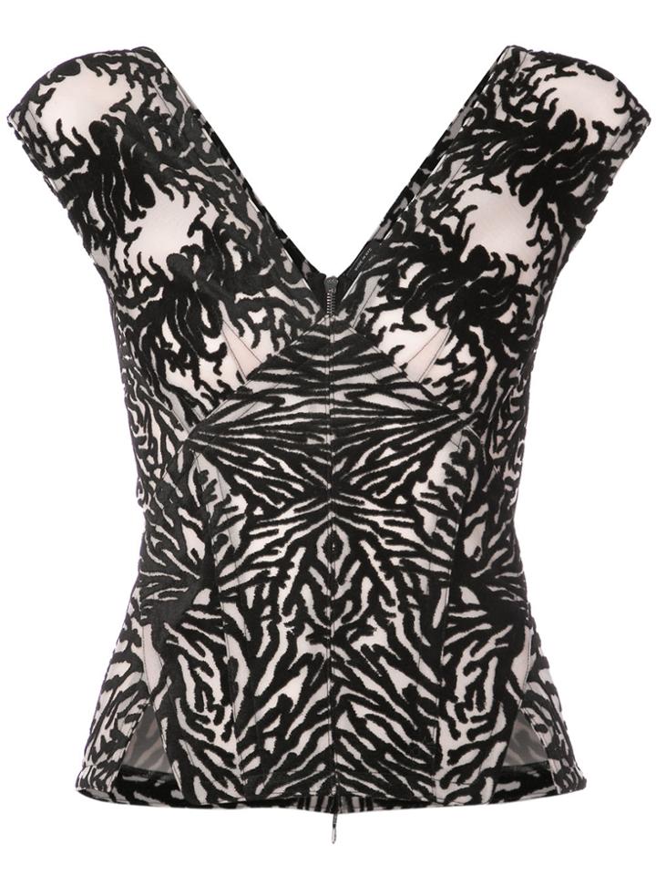 Yigal Azrouel Printed V-neck Blouse - Black