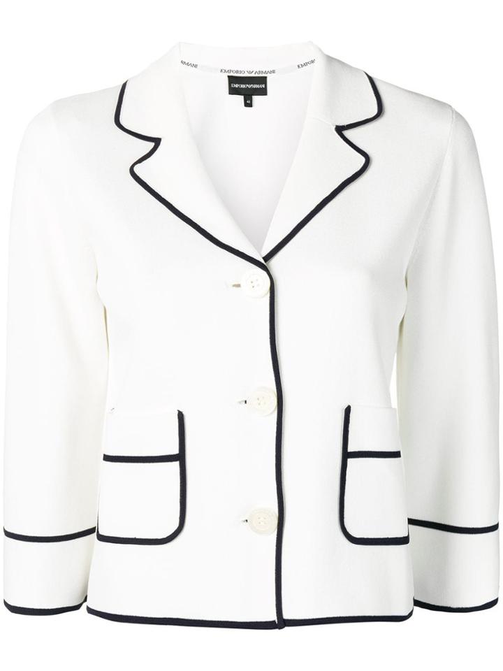 Emporio Armani Contrast Trim Blazer - White