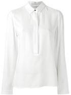 Akris Punto Hidden Fly Blouse, Women's, Size: 38, White, Polyester/polyurethane/acetate/mulberry Silk