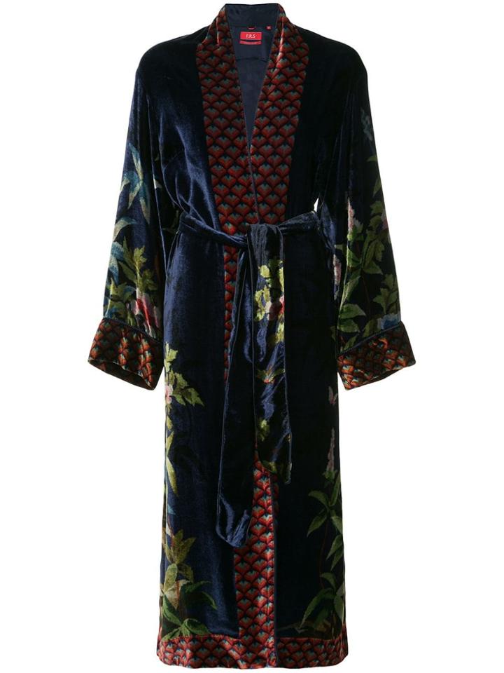 F.r.s For Restless Sleepers Velvet Robe Coat - Blue