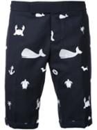 Thom Browne Printed Chino Shorts, Men's, Size: 1, Blue, Wool