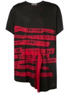 Yohji Yamamoto Asymmetric Slogan T-shirt - Black