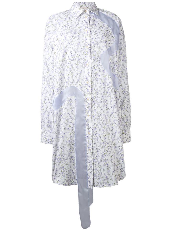 Natasha Zinko - Floral Printed Shirt Dress - Women - Silk/cotton/polyamide - 32, Pink/purple, Silk/cotton/polyamide