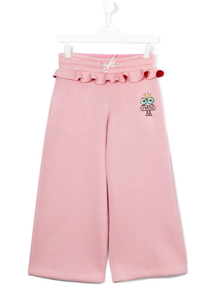 Fendi Kids - Frill Waist Wide Leg Trousers - Kids - Modal - 14 Yrs, Pink/purple