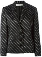 Jean Louis Scherrer Vintage Diagonal Striped Skirt Suit, Women's, Size: 38, Black