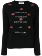 Valentino Embroidered Lips Slogan Jumper - Black