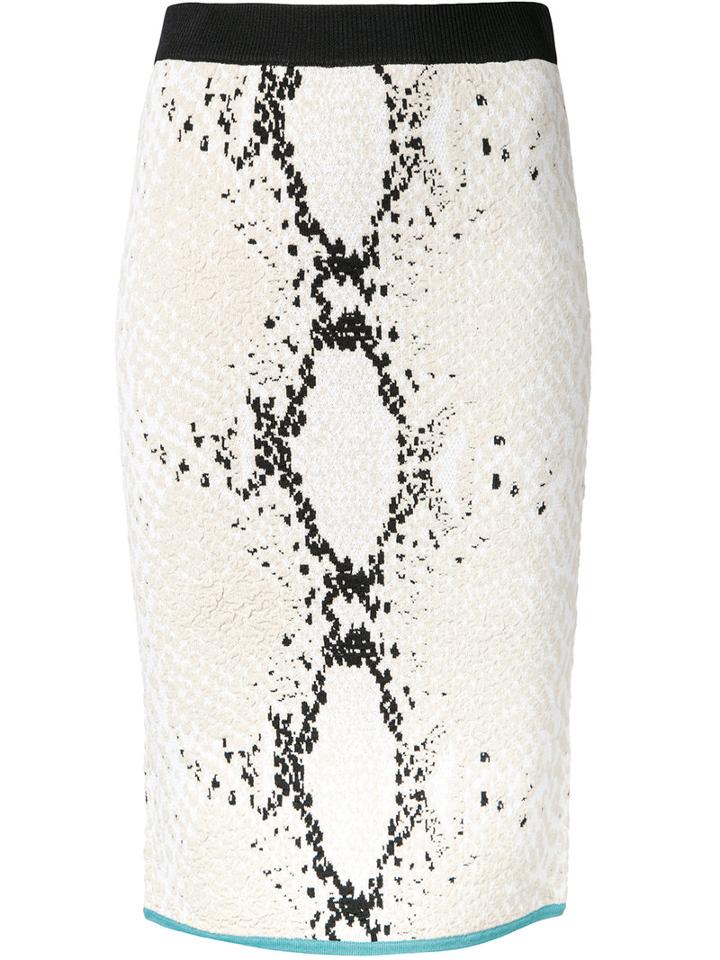 Theatre Products Snakeskin Print Fitted Skirt, Women's, White, Polyester/rayon