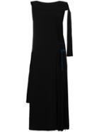 Loewe Pleated Asymmetric Midi Dress - Black