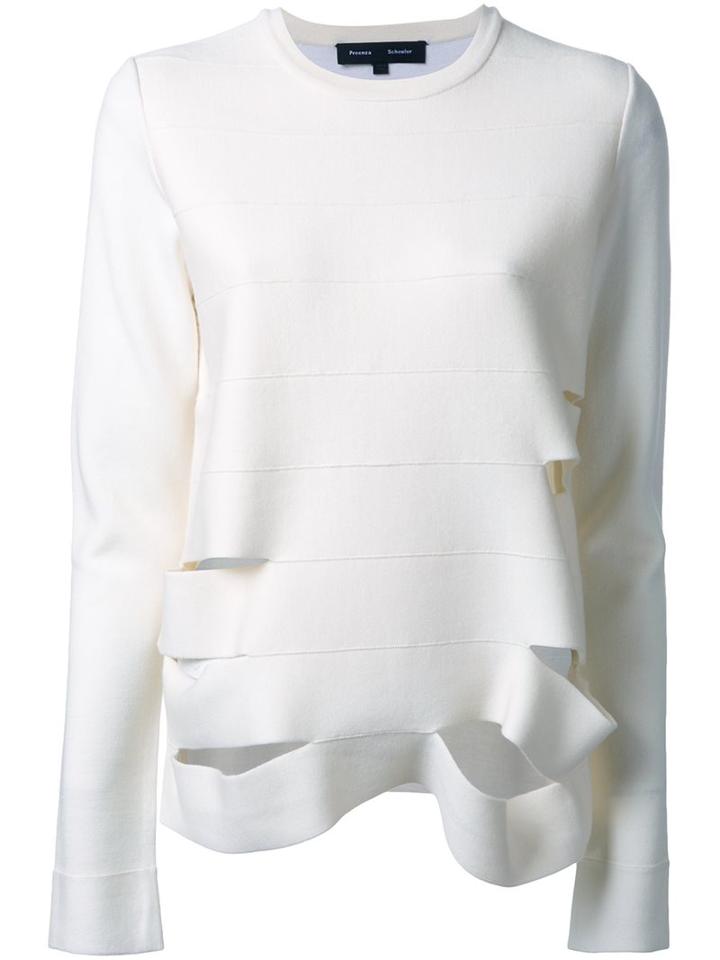 Proenza Schouler Slashed Lightweight Jumper, Women's, Size: Small, White, Nylon/spandex/elastane/merino