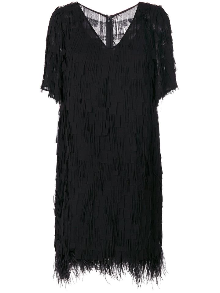 Talbot Runhof Fringed Dress - Black