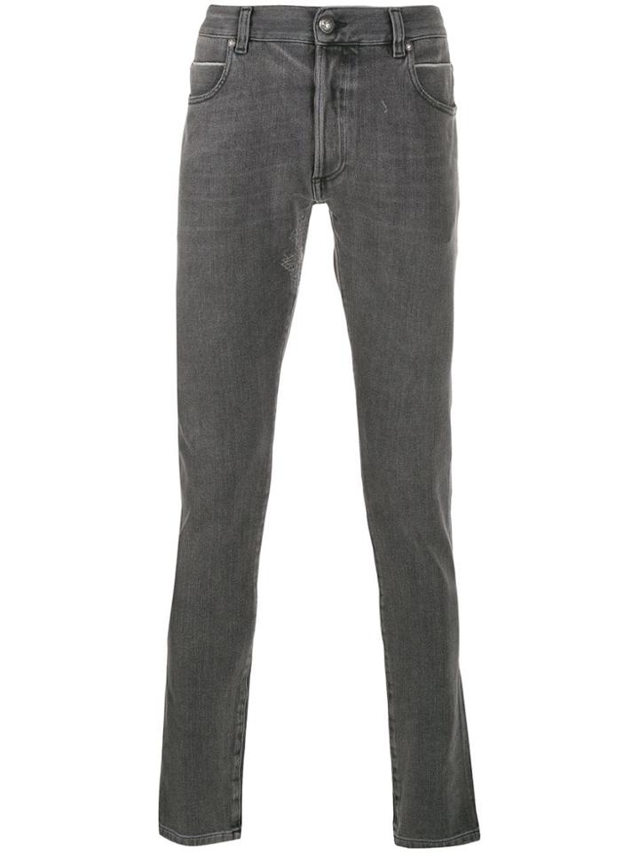 Balmain Washed Effect Skinny Jeans - Black