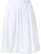 House Of Holland Embroidered Full Skirt, Women's, Size: 8, White, Cotton/polyester